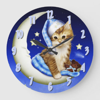 Goodnight Moonlight Cat Nursery Clock Grote Klok