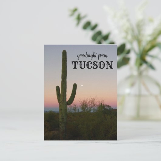 Goodnight van Tucson Saguaro Sunset Briefkaart (Staand voorkant)