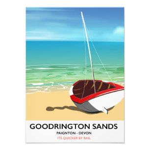 Goodrington Sands Devon vintage reisposter Foto Afdruk