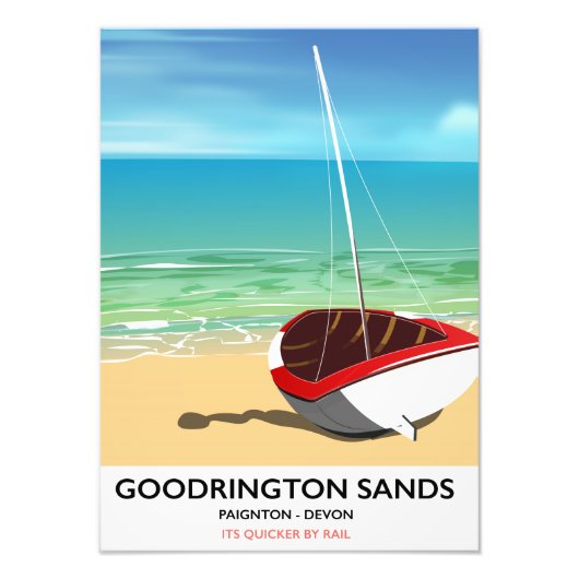 Goodrington Sands Devon vintage reisposter Foto Afdruk (Voorkant)