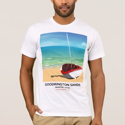 Goodrington Sands Devon vintage reisposter T-shirt (Voorkant)