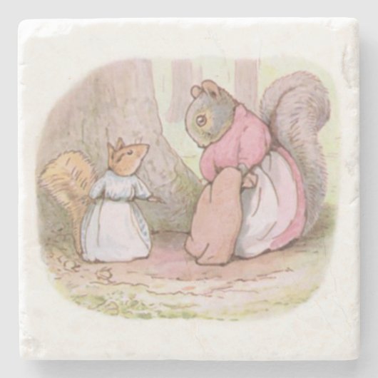 Goody and Mrs Hackee (Eekhoorns) (Beatrix Potter) Stenen Onderzetter (Voorkant)