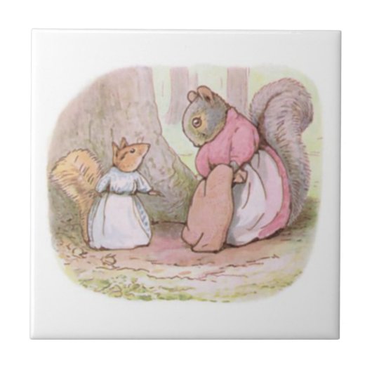 Goody and Mrs Hackee (Eekhoorns) (Beatrix Potter) Tegeltje (Voorkant)