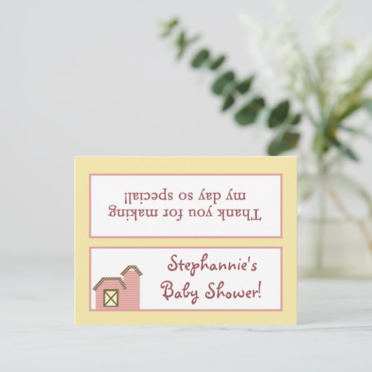 Goody Bag Topper Abbys Boerderij Roze Girly Schuur Uitnodiging Briefkaart (Staand voorkant)