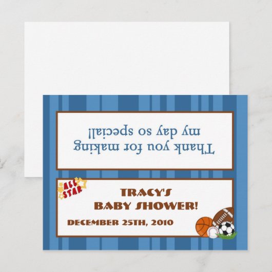 Goody Bag Topper All-Star Blue Uitnodiging Briefkaart (Voorkant / Achterkant)