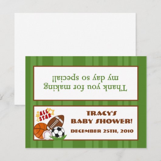 Goody Bag Topper All-Star Green Uitnodiging Briefkaart (Voorkant / Achterkant)