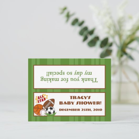 Goody Bag Topper All-Star Green Uitnodiging Briefkaart (Staand voorkant)