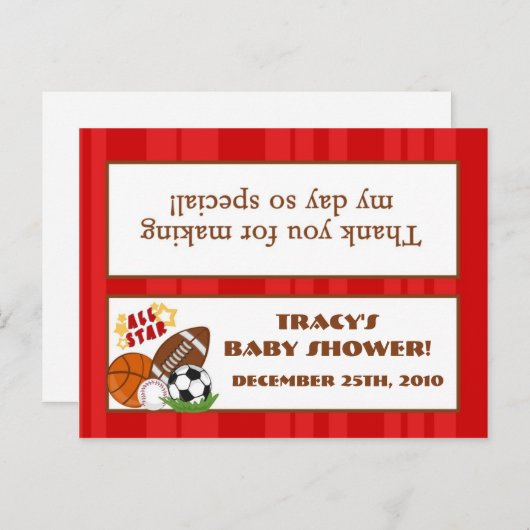 Goody Bag Topper All-Star Red Uitnodiging Briefkaart (Voorkant / Achterkant)