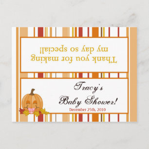 Goody Bag Topper Autumn Herfst Pumpkin Baby Roze Uitnodiging Briefkaart