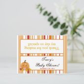 Goody Bag Topper Autumn Herfst Pumpkin Baby Roze Uitnodiging Briefkaart (Staand voorkant)