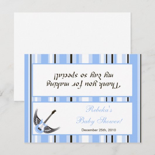 Goody Bag Topper Boy Blue Punk Rocker Gitaar Uitnodiging Briefkaart (Voorkant / Achterkant)