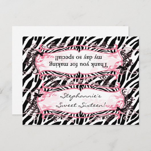 Goody Bag Topper Girly Butterfly Zebra Print Patje Briefkaart (Voorkant / Achterkant)