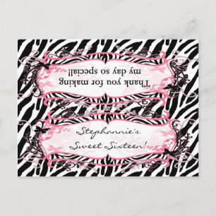 Goody Bag Topper Girly Butterfly Zebra Print Patje Briefkaart