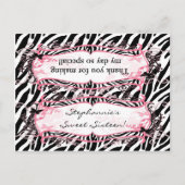 Goody Bag Topper Girly Butterfly Zebra Print Patje Briefkaart (Voorkant)