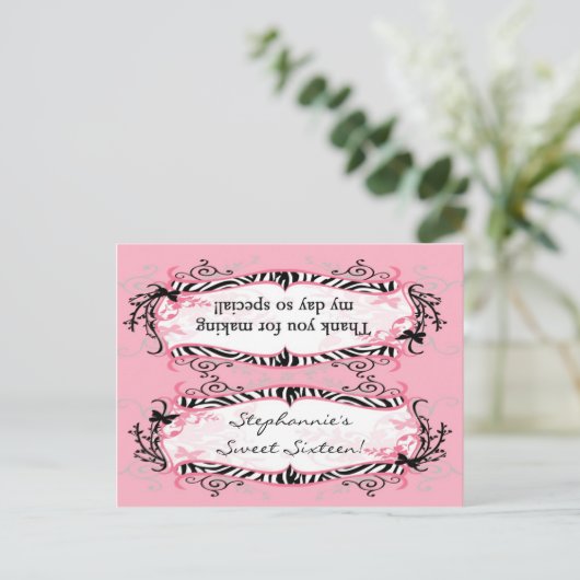 Goody Bag Topper Girly Butterfly Zebra Print Patte Briefkaart (Staand voorkant)