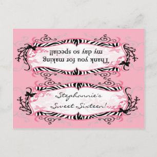 Goody Bag Topper Girly Butterfly Zebra Print Patte Briefkaart