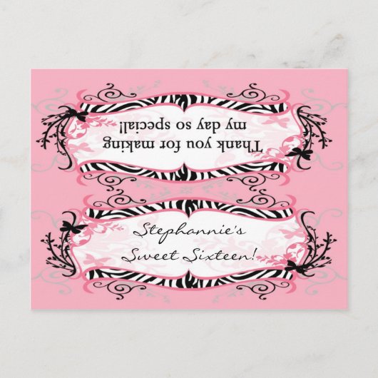 Goody Bag Topper Girly Butterfly Zebra Print Patte Briefkaart (Voorkant)