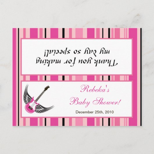 Goody Bag Topper Girly Pink Punk Rock Guitar Uitnodiging Briefkaart (Voorkant)