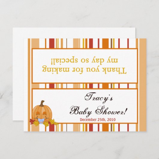 Goody Bag Topper Herfst Herfst Pompoen Baby Uitnodiging Briefkaart (Voorkant / Achterkant)