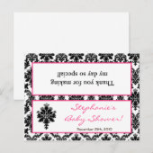 Goody Bag Topper Hot Pink Black Damask Uitnodiging Briefkaart (Voorkant / Achterkant)