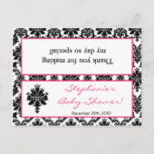 Goody Bag Topper Hot Pink Black Damask Uitnodiging Briefkaart (Voorkant)