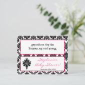 Goody Bag Topper Hot Pink Black Damask Uitnodiging Briefkaart (Staand voorkant)