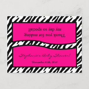 Goody Bag Topper Hot Pink Zebra Print Uitnodiging Briefkaart