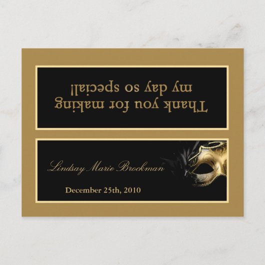 Goody Bag Topper Mis XV Gold Black Party Uitnodiging Briefkaart (Voorkant)