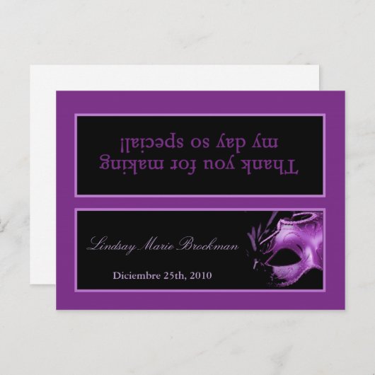 Goody Bag Topper Mis XV Paars Lila Zwarte Partij Uitnodiging Briefkaart (Voorkant / Achterkant)