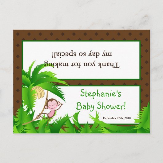 Goody Bag Topper Monkey Swing Oerwoud Safari Anima Uitnodiging Briefkaart (Voorkant)