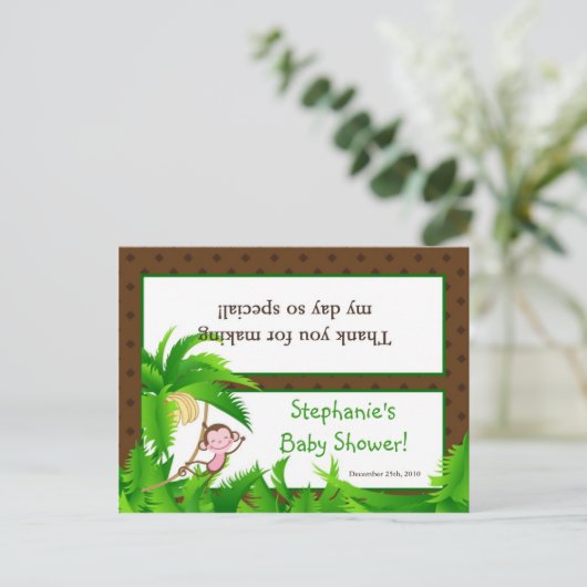 Goody Bag Topper Monkey Swing Oerwoud Safari Anima Uitnodiging Briefkaart (Staand voorkant)