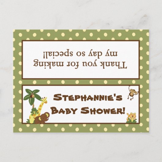 Goody Bag Topper Oerwoud Baby's Uitnodiging Briefkaart (Voorkant)