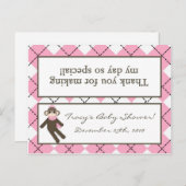 Goody Bag Topper Pink Argyle Sock Monkey Uitnodiging Briefkaart (Voorkant / Achterkant)