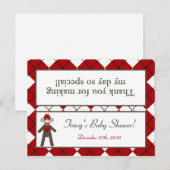 Goody Bag Topper Red Sock Monkey Argyle Uitnodiging Briefkaart (Voorkant / Achterkant)