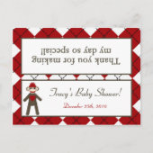 Goody Bag Topper Red Sock Monkey Argyle Uitnodiging Briefkaart (Voorkant)