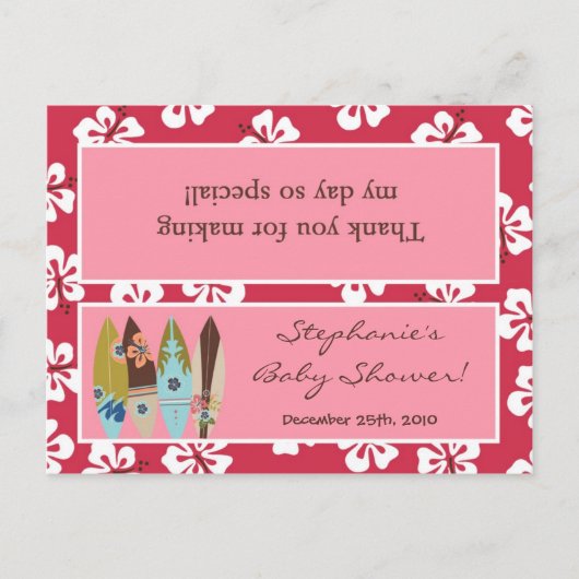 Goody Bag Topper Roze Hawaiian Luau Tropical Uitnodiging Briefkaart (Voorkant)