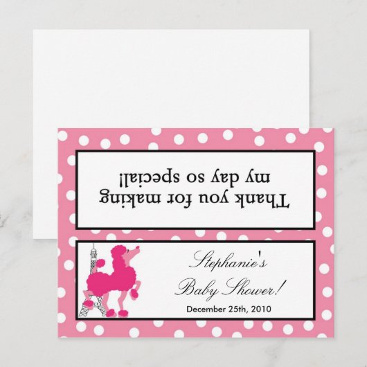 Goody Bag Topper Roze Podle Paris Eiffel Tower Uitnodiging Briefkaart (Voorkant / Achterkant)