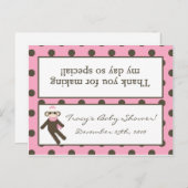 Goody Bag Topper Roze Sock Aap Uitnodiging Briefkaart (Voorkant / Achterkant)