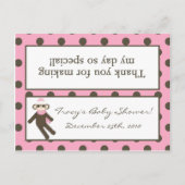 Goody Bag Topper Roze Sock Aap Uitnodiging Briefkaart (Voorkant)