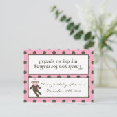Goody Bag Topper Roze Sock Aap Uitnodiging Briefkaart (Staand voorkant)