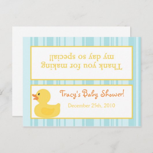 Goody Bag Topper Rubber Ducky Bubbles Uitnodiging Briefkaart (Voorkant / Achterkant)
