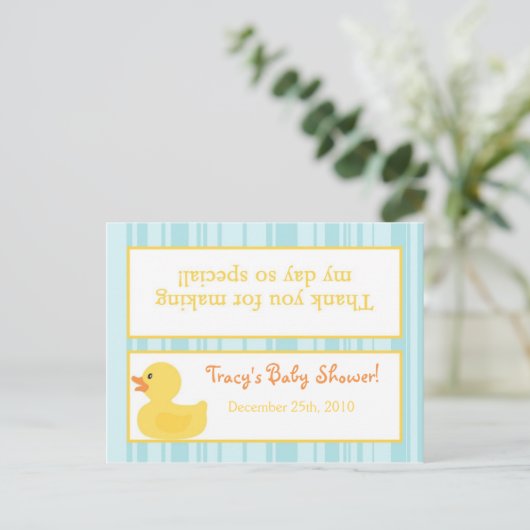 Goody Bag Topper Rubber Ducky Bubbles Uitnodiging Briefkaart (Staand voorkant)