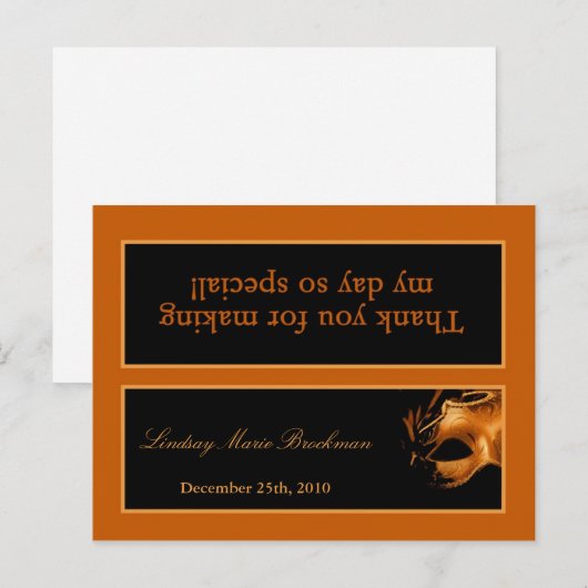 Goody Bag Topper Sweet 16 Oranje Zwarte Partij Uitnodiging Briefkaart (Voorkant / Achterkant)