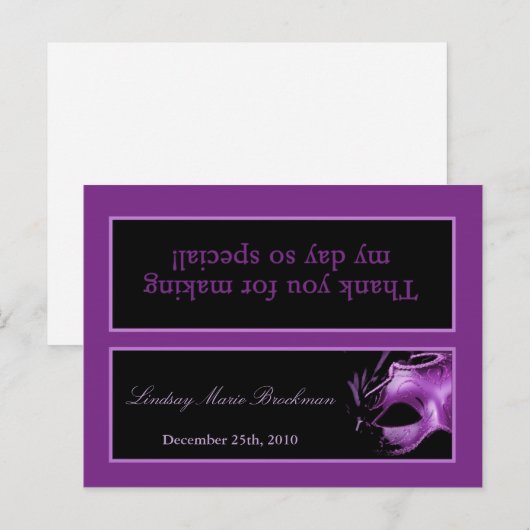 Goody Bag Topper Sweet 16 Paarse Lila Black Party Uitnodiging Briefkaart (Voorkant / Achterkant)