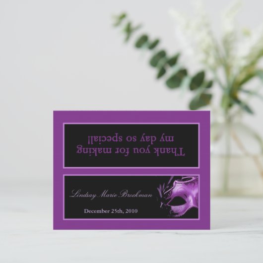 Goody Bag Topper Sweet 16 Paarse Lila Black Party Uitnodiging Briefkaart (Staand voorkant)
