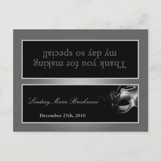 Goody Bag Topper Sweet 16 Zilver Zwart Party Uitnodiging Briefkaart (Voorkant)