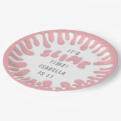 Gooey roos roze slijmfeest papieren bordje (Gekanteld)