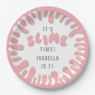 Gooey roos roze slijmfeest papieren bordje