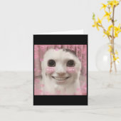 Goofy Ahh Cat Meme Dank Vervloekte Weirdcore Cring Kaart (Gele Bloem)