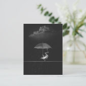 Goofy Black and White Frog met Umbrella in Rain Briefkaart (Staand voorkant)